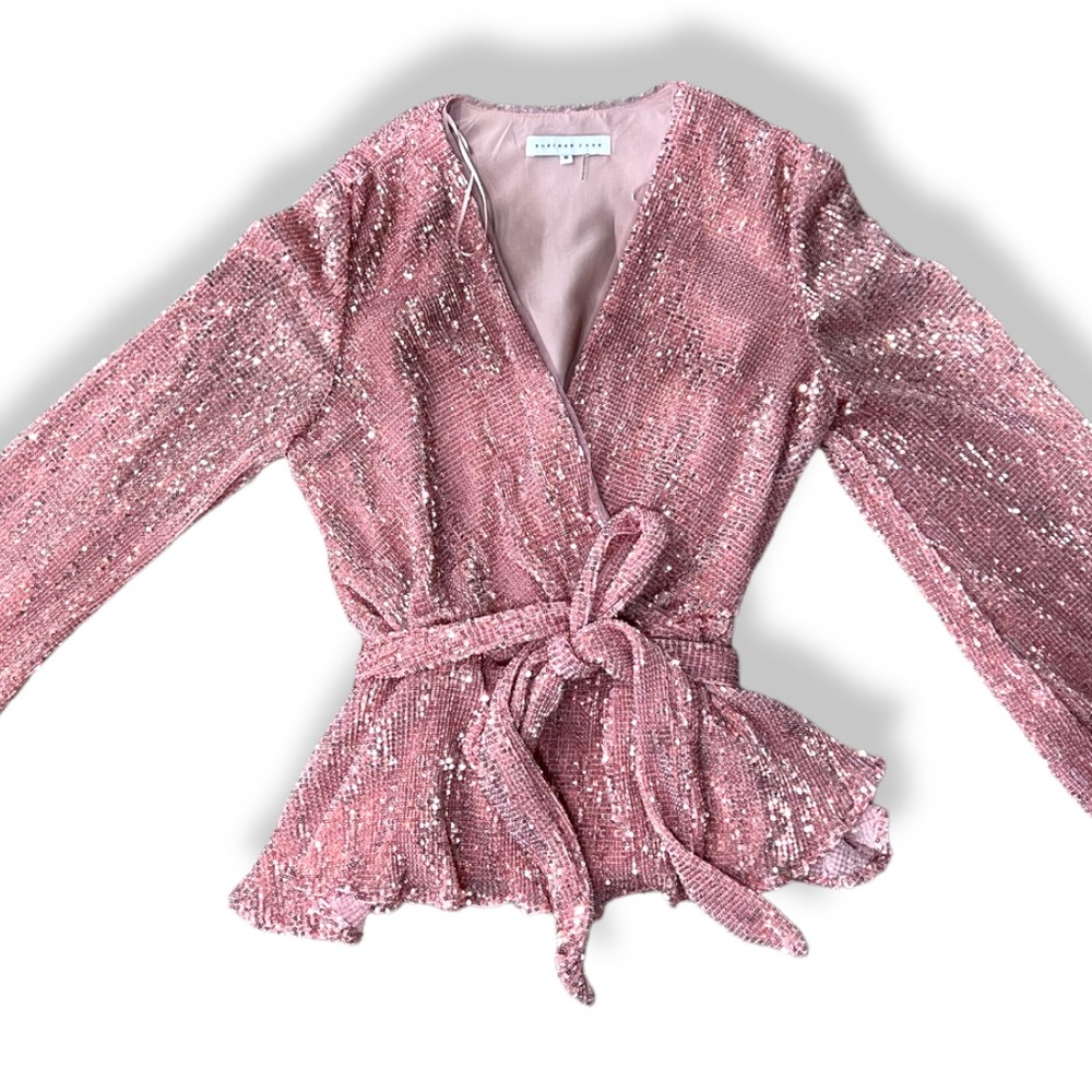 ENDLESS ROSE belted sequin blouse